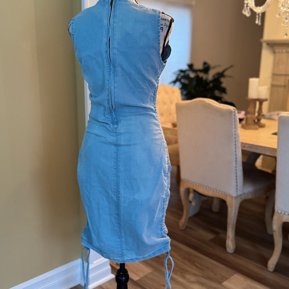 Blue Denim Sleeveless Dress